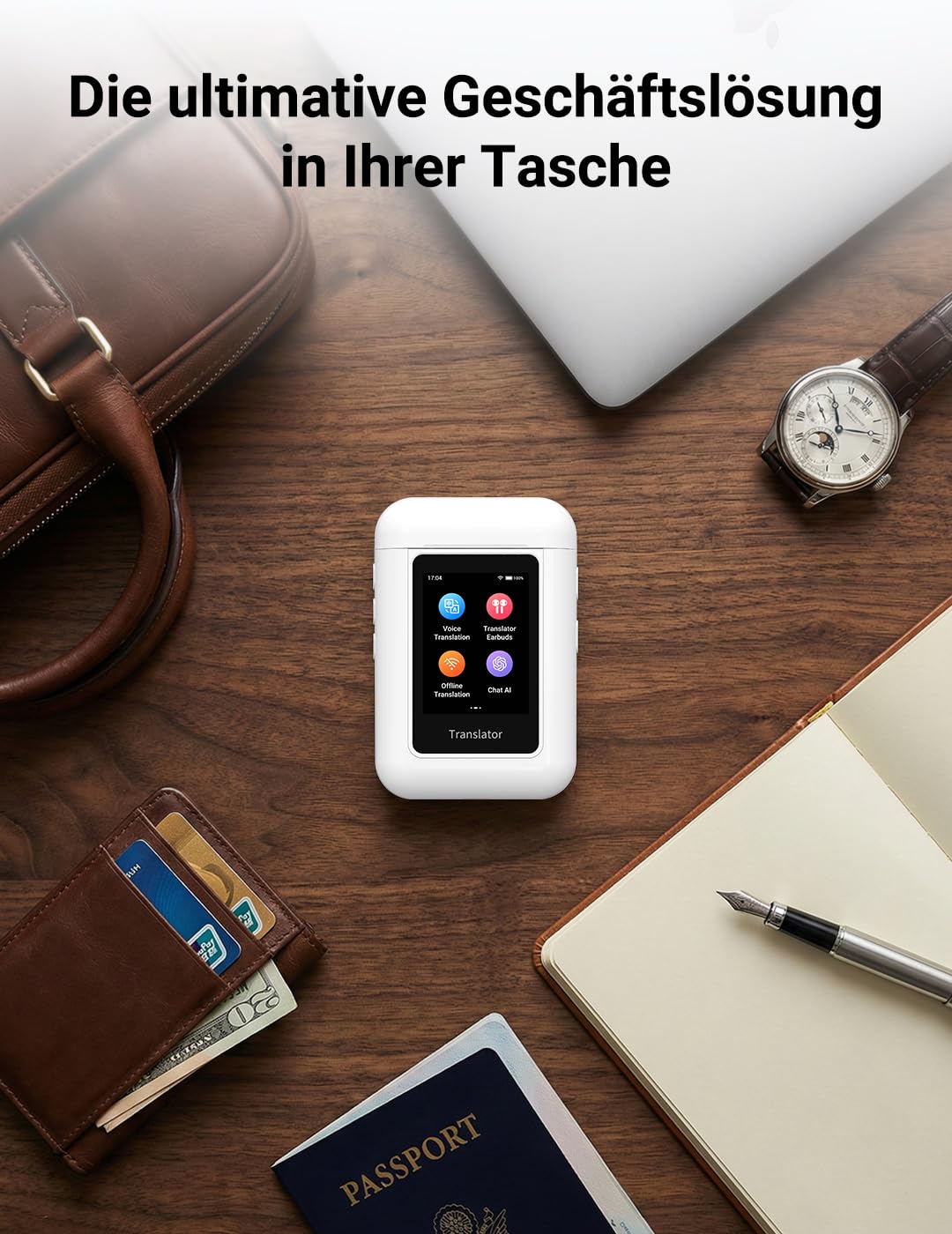ANFIER A8 KI Übersetzer Kopfhörer, Offline AI Sprachübersetzer mit ChatGPT, Keine App Erforderlich, 16 Offline & 144 Online-Sprachen, Echtzeit Übersetzung für Geschäftsreisen Meeting Verhandlung, Weiß