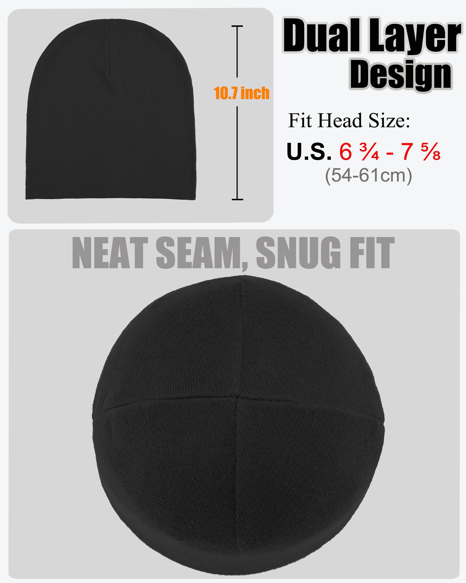 ROYBENS Thin 100% Cotton Beanie for Men Women, Slouchy Beanies Ultra-Soft Cuffed Knit Hat Lightweight Chemo Skull Cap — view 3