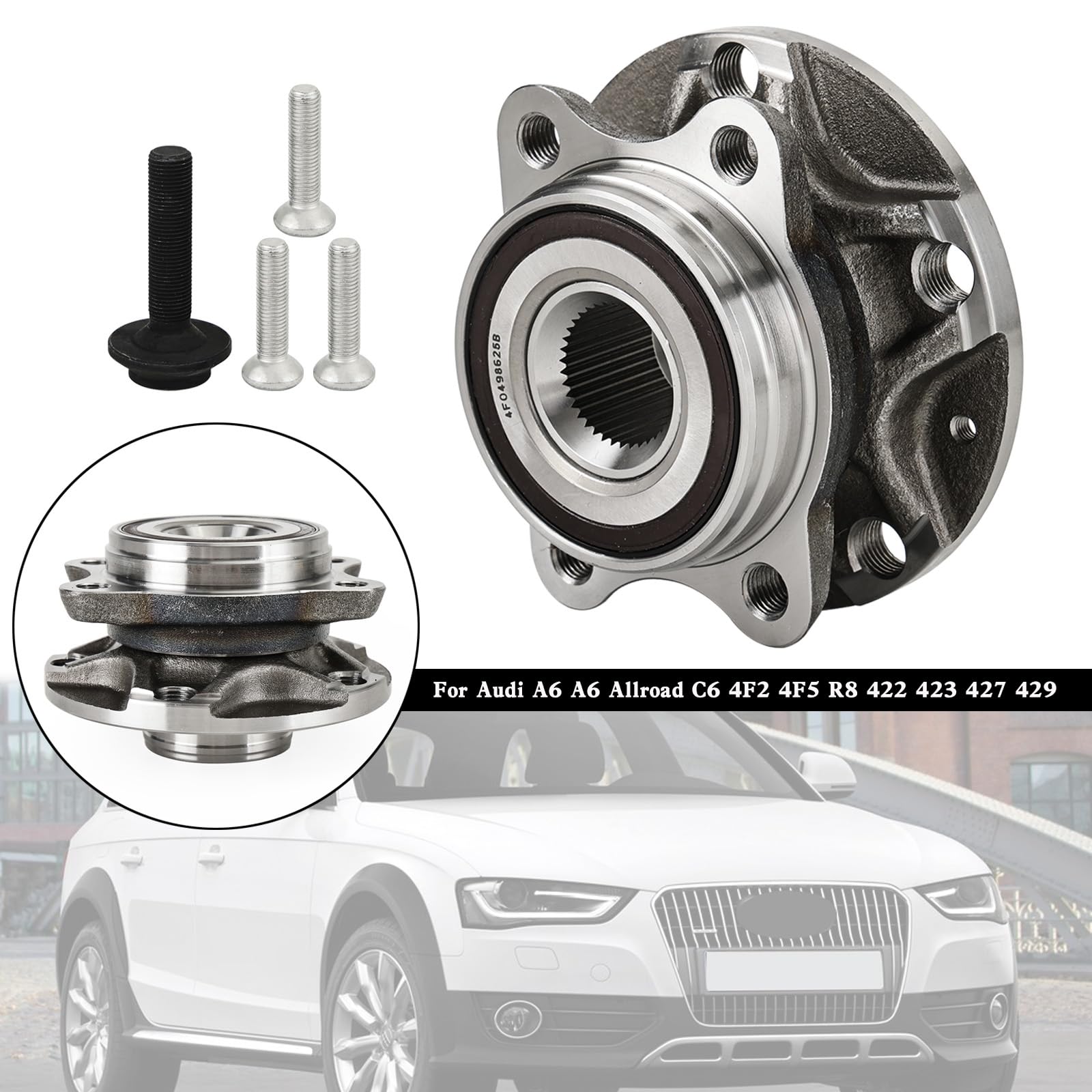 Moyeu de Roulement de Roue Avant 4F0498625B Fit pour Audi A6 A6 Allroad C6 4F2 4F5 R8 422 423 427
