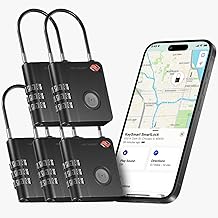 KeySmart SmartLock Tracking Luggage Locks, TSA Locks for Luggage, GPS Tracker, Combination Lock Compatible with Apple Find My App, Best Travel Essentials, Replaceable Non-Rechargeable Battery (5 Pack)