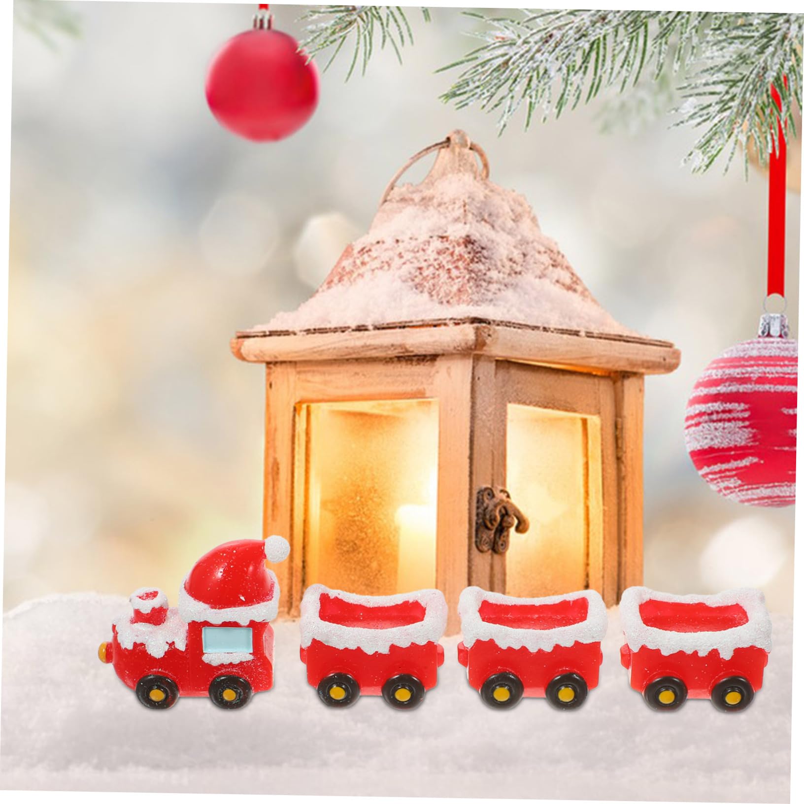 4 Set Di Ornamenti Per Treni Di Natale Scene Di Villaggio Natalizio Decorazioni Natalizie Statuette Accessori Decorazioni Natalizie Per Case Di Bambole In Miniatura Cervi