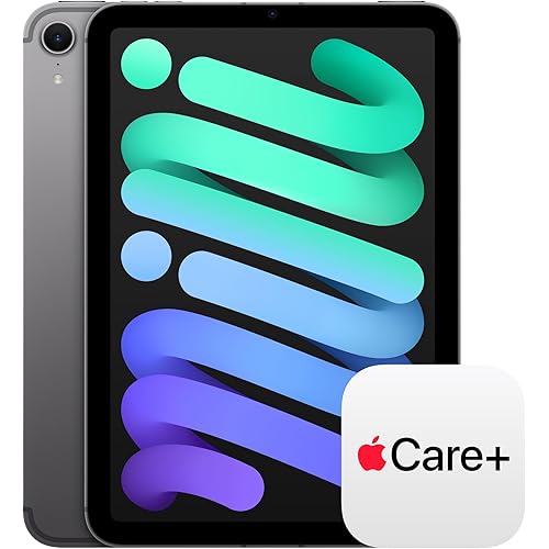 Apple iPad mini (A17 Pro): Apple Intelligence, 8.3-inch Liquid Retina Display, 128GB, Wi-Fi 6E + 5G Cellular, 12MP Front/12MP Back Camera, Touch ID with AppleCare+ (2 Years) — Space Gray