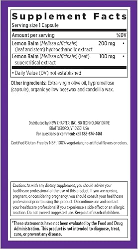 Miniatura 6 de New Chapter Lemon Balm Force con bálsamo de limón supercrítico para apoyo del estado de ánimo + apoyo inmunológico + ingredientes no transgénicos