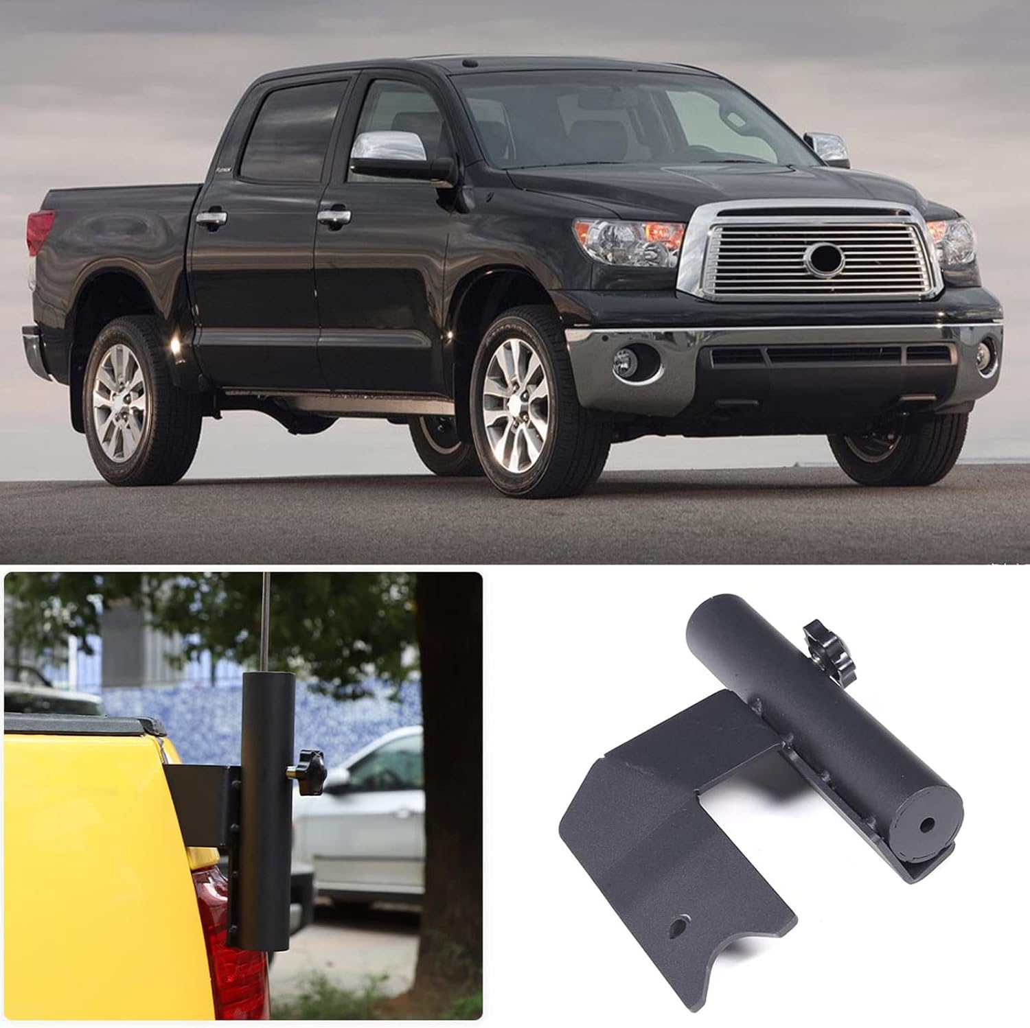 Aunginsy Car Tailgate Flagpole Mount Holder Fit Toyot@ Tundra 2007-2013 Car Right Side Tailgate Flag Pole Mount Flagpole Bracket Hitch Flag Pole Holder Trucks Trunk Flag Pole Bracket Base Accessories