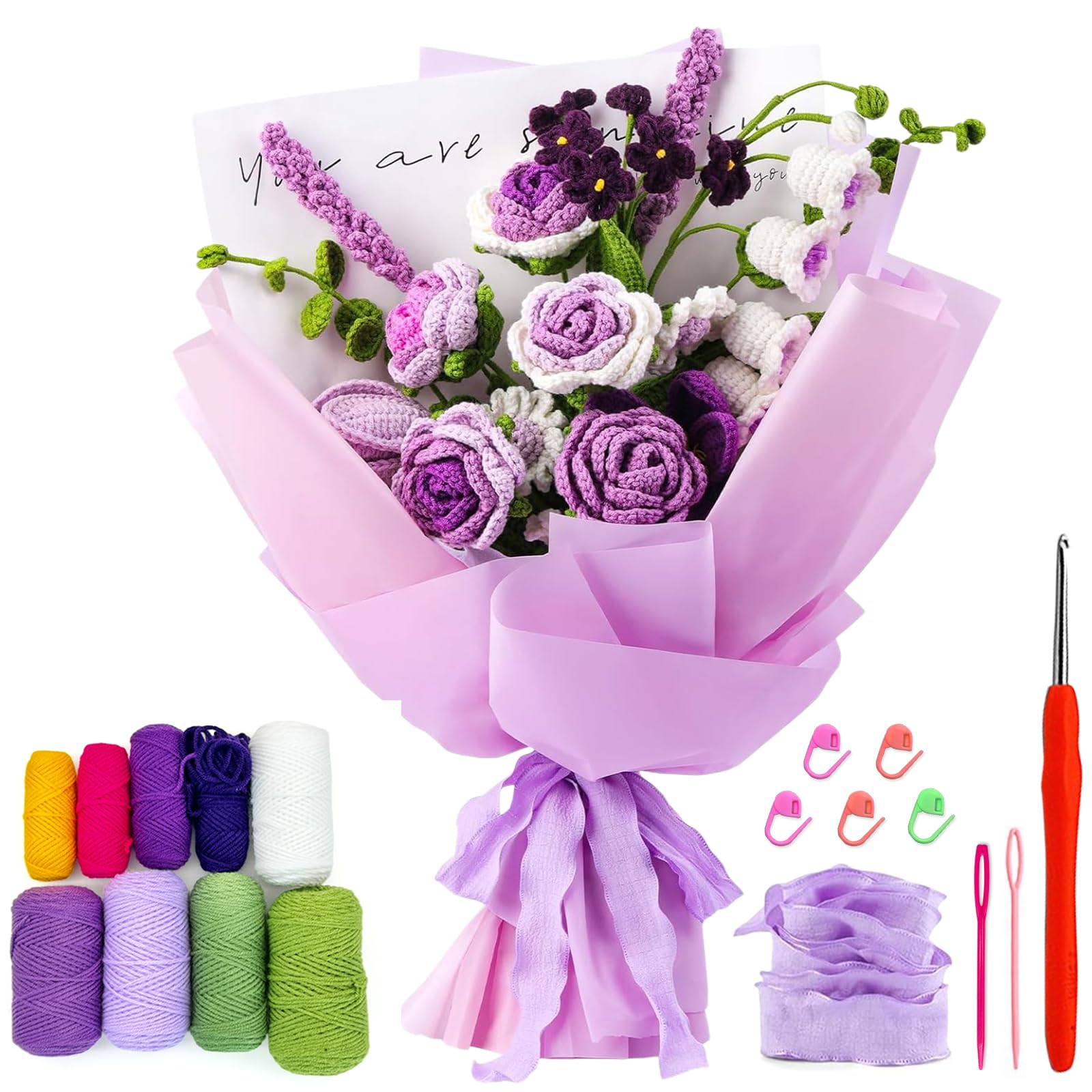 Kit Crochet Loquet – 12 Fleurs Rondes Fleuries, Neuf Complet En Boîte