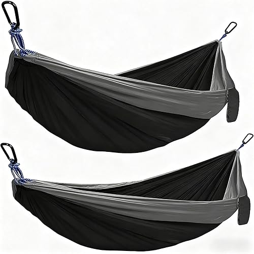 Juego de hamaca de camping de 2 piezas con correas de árbol  Incluye 1 hamaca individual y 1 doble  Portátil para senderismo, mochilero y campamento