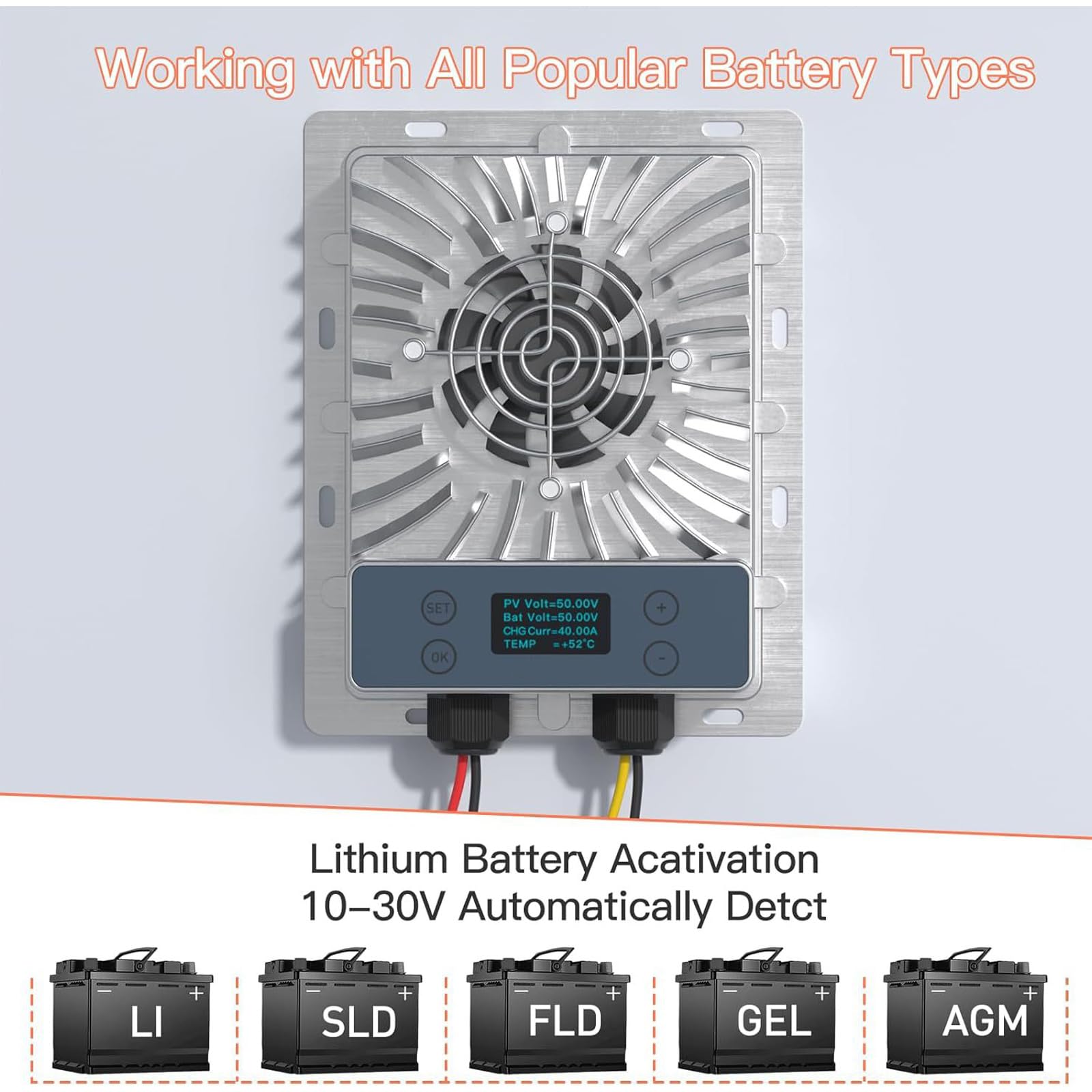 Tarifa Cargadores solares MPPT de 600 W con control de temperatura Regulador de tarifa solar de aluminio para baterías de 12 V a 24 V Regulador MPPT de eficiencia