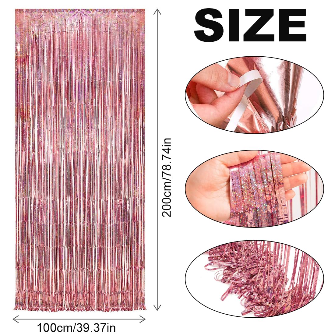 2 Tende Orpelli Laser Oro 1x2m - Decorazione Feste Compleanni Matrimoni Sfondo Fotografico - Foto 2