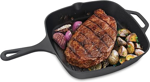 Miniatura 3 de Jim Beam , Sartén cuadrada de hierro fundido pre-sazonado con crestas, 16 pulgadas, negro