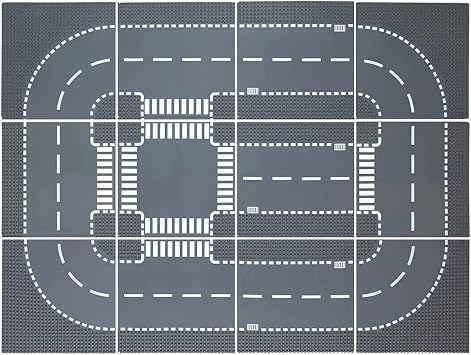 Road Base Plates for City Street Building Block, 12 Street Plates, 10"x10" Road Baseplates