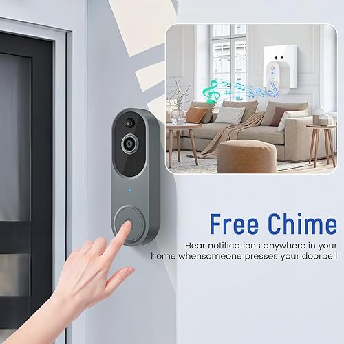 Miniatura 6 de Timbre de video inalámbrico inteligente 1080P, seguridad para el hogar con timbre de timbre, almacenamiento en la nube, Wi-Fi de 2.4 GHz, detección