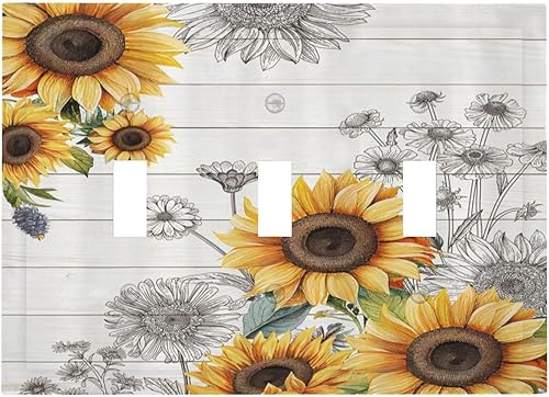 Miniatura 34 de Cubiertas de interruptor de luz de palanca simple de los años 70, estilo bohemio vintage con sol, arcoíris, retro, hongo, floral, de 1 gang, placas