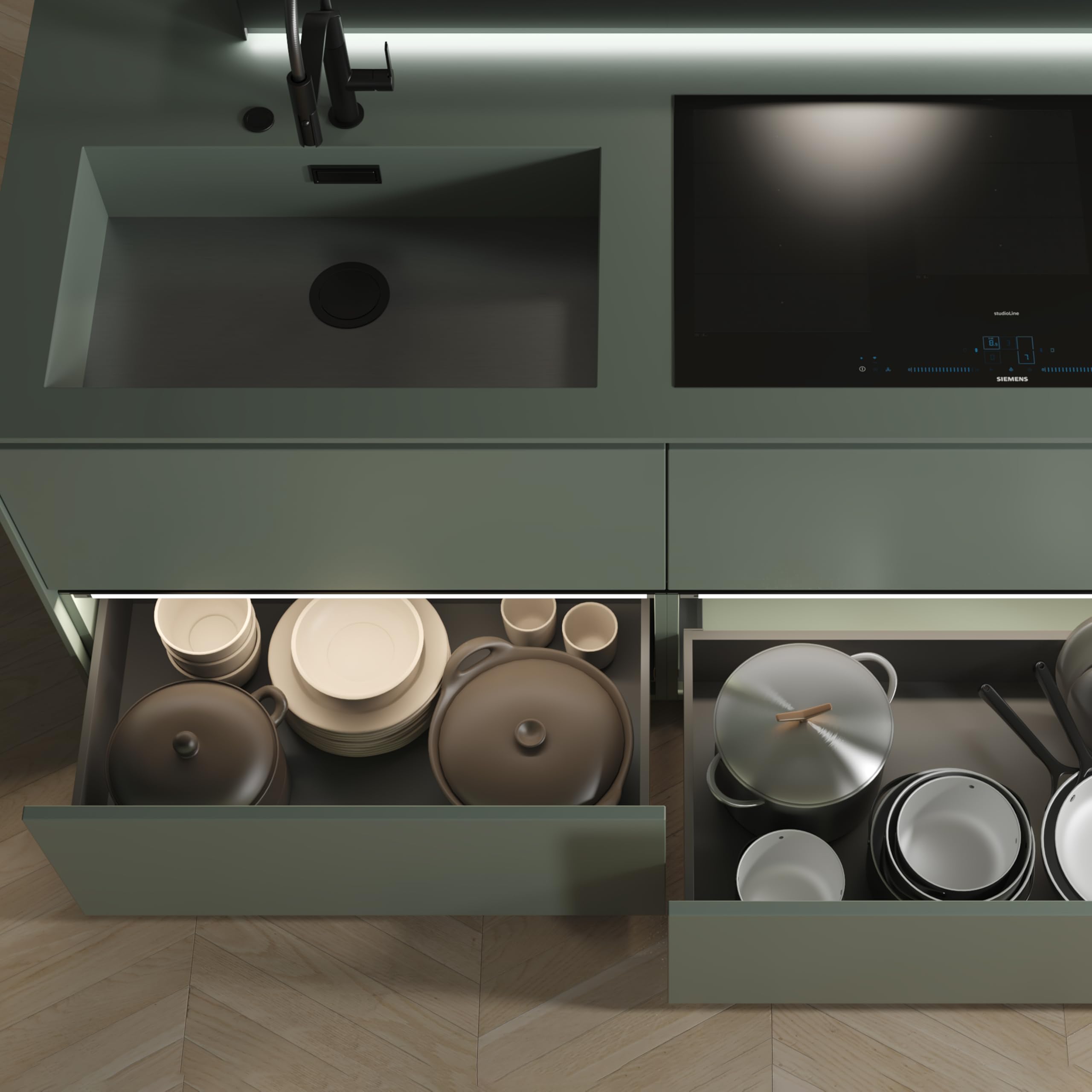 Emuca, External Drawer Vertex with 3D Regulation, Kitchen Drawer Runners H178mm, 40kg, Board Thickness of 18mm, Depth 450mm - Image 4