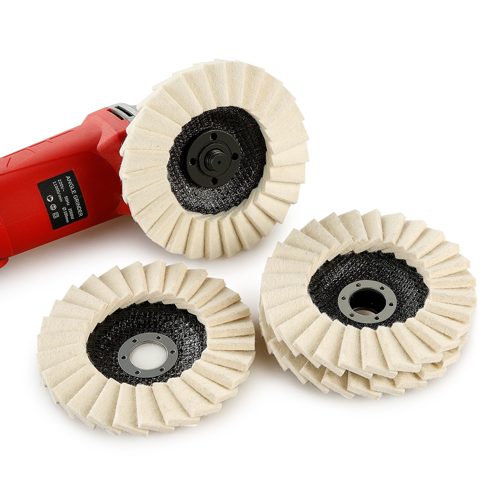 3 piezas de 125 mm de lana de pulido de lana de 125 mm, accesorios de molienda para metal, vidrio, cerámica, varios tipos de pulido de piedra