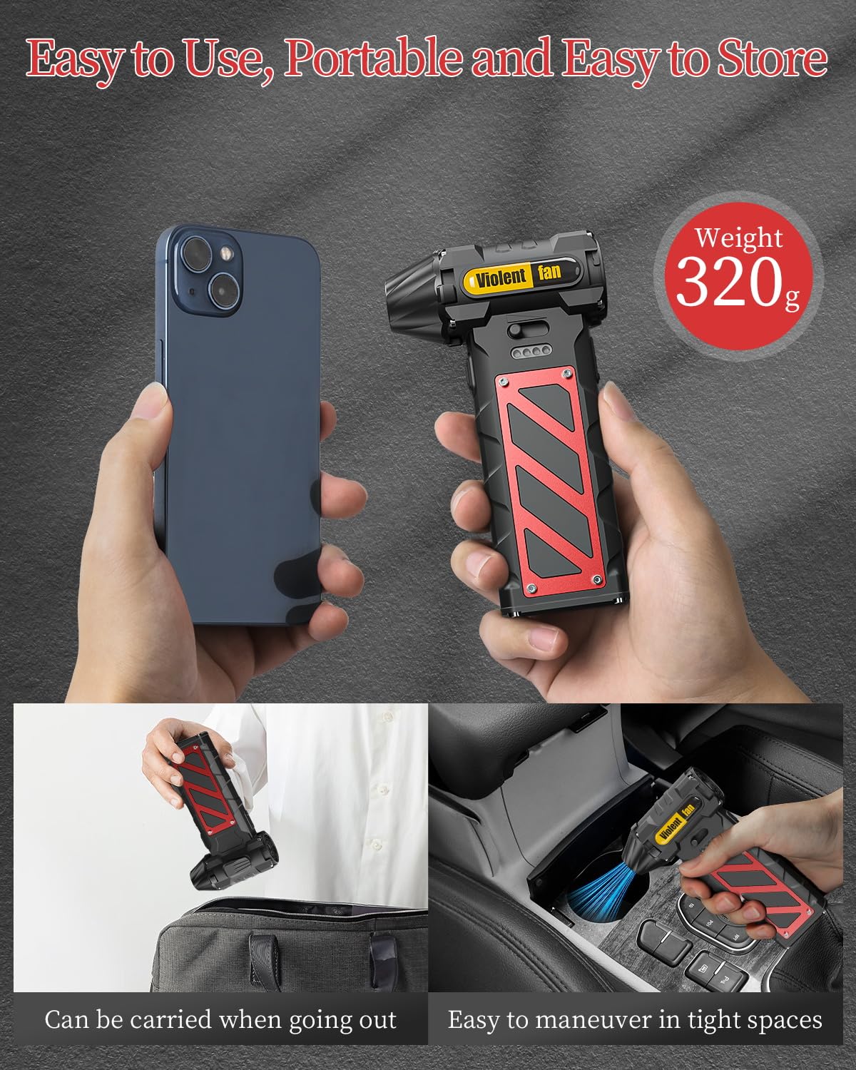 Plumero de aire comprimido, velocidad infinitamente variable, soplador eléctrico de 130000 RPM con martillo de seguridad, plumero de aire recargable inalámbrico para limpiar PC/teclados/lavado