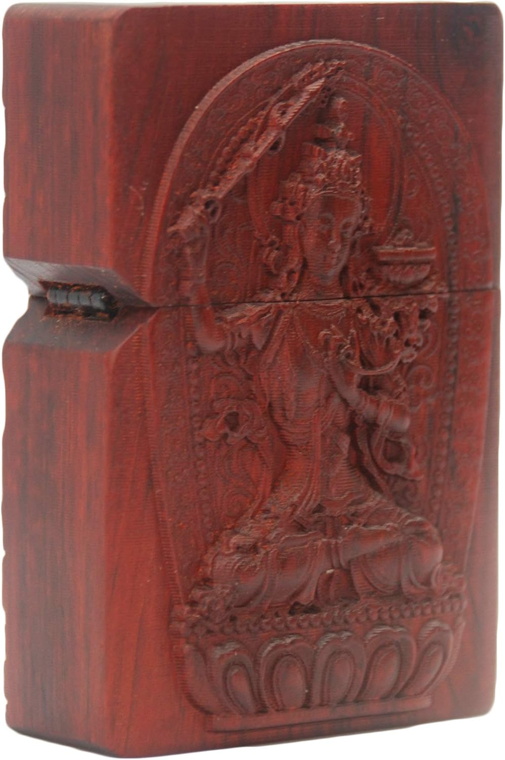 Natural Huanghuali Wood Rosewood Carving Lighter Shell Box for Zippo Module/Zodiac Protector Deity (Manjushri Boddhisattva)