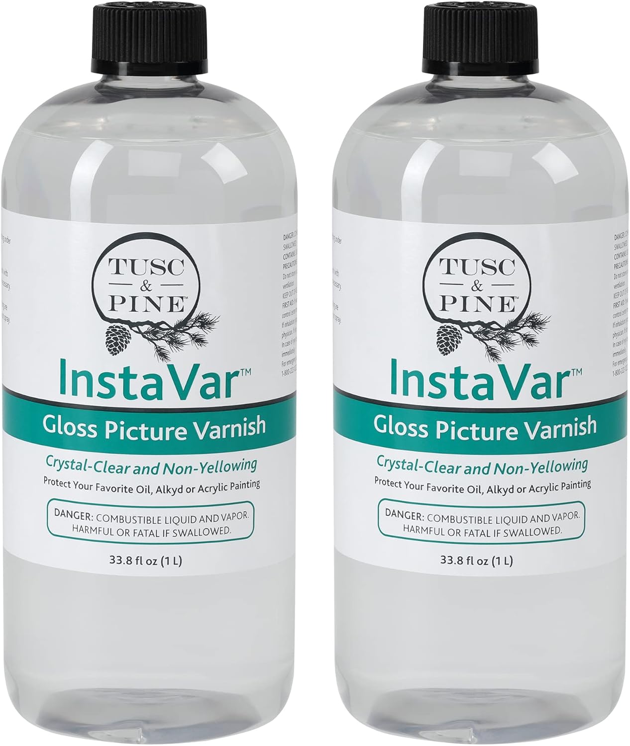 Tusc & Pine InstaVar™ Gloss Picture Varnish - Archival Quality Varnish for Oil, Alkyd, and Acrylic Artists - 16.9oz Bottle