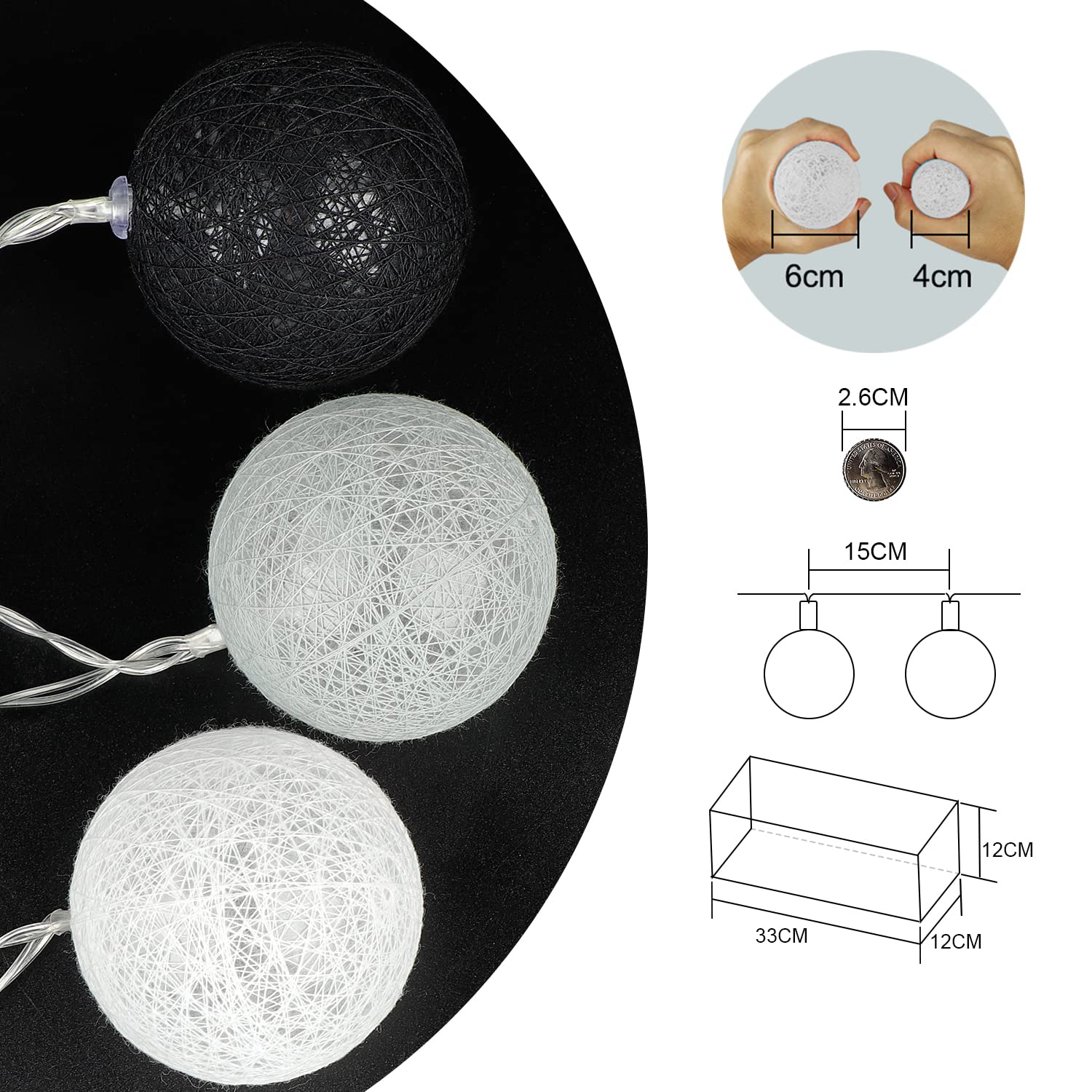 Ghirlanda Luminosa LED A Cotone - 3,5 Metri Con 20 Luci Multicolore, Perfetta Per Decorare