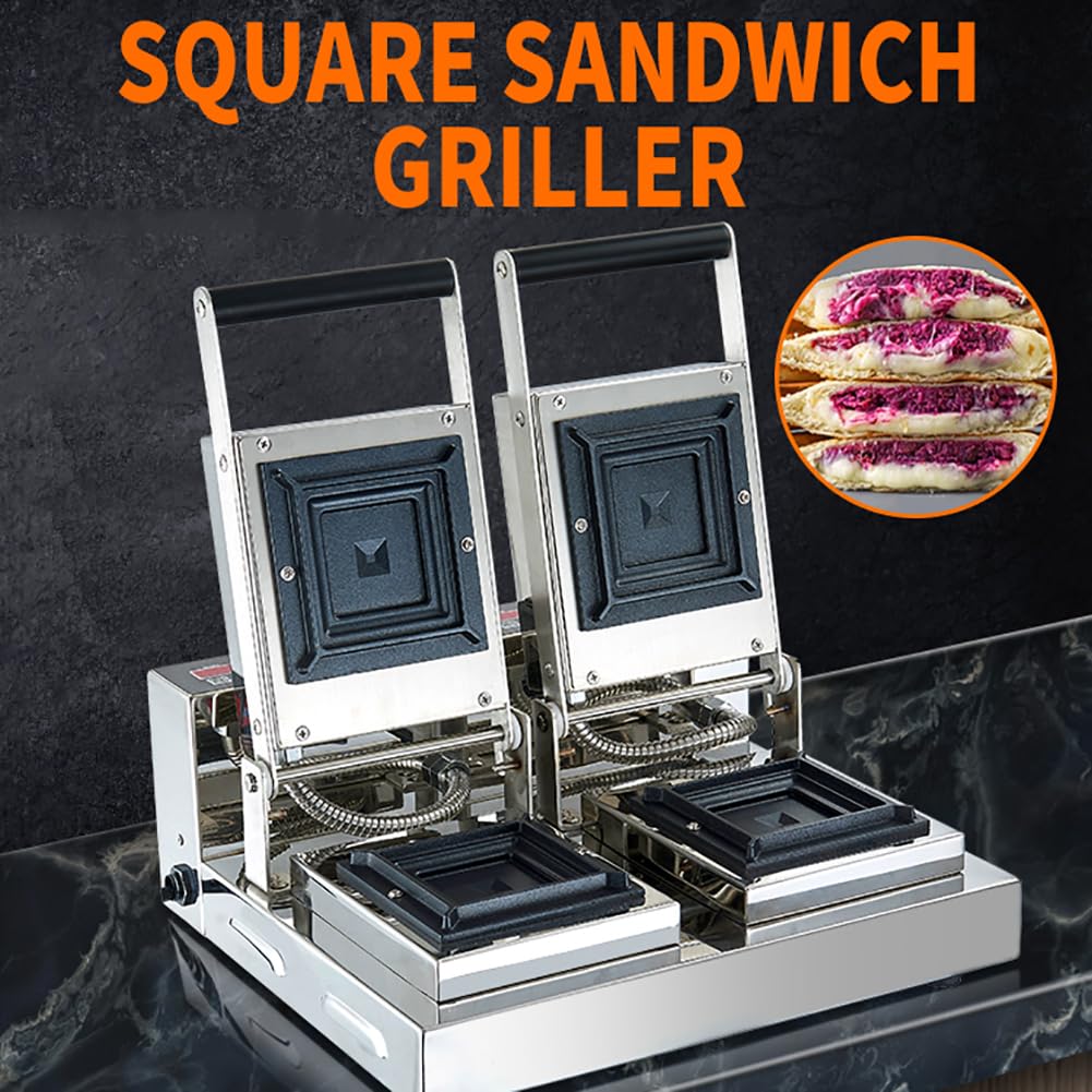 Elektryczny opiekacz do kanapek Komercyjny grill do kanapek Panini 2x1200 W Nieprzywierające płyty, cyfrowy panel sterowania i funkcja pamięci, regulowana temperatura i czas, do hamburgerów Steki