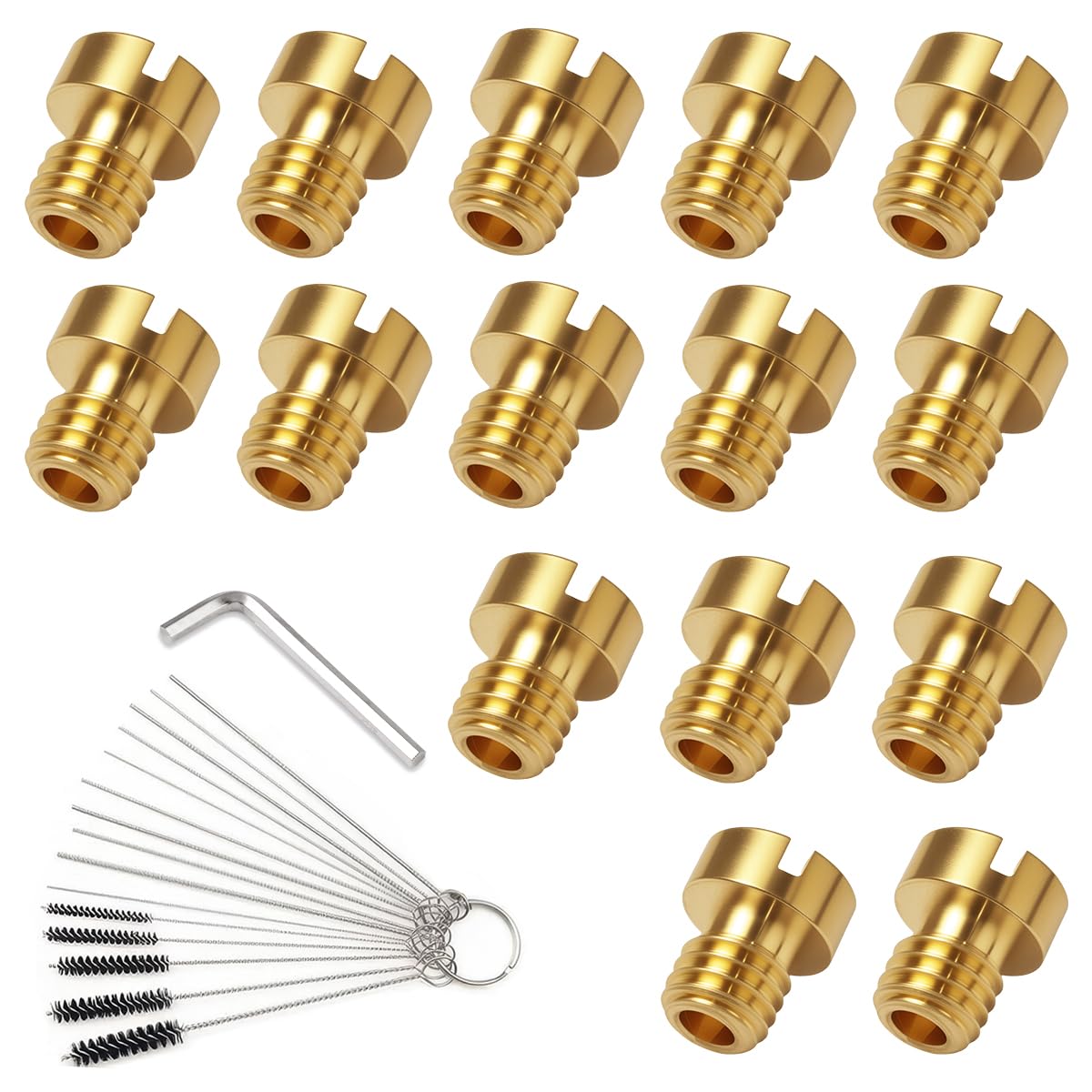 Juego Surtidores Carburador, 15 piezas M4 Surtidor Principal Carburador 40 44 46 48 50 52 54 56 58 60 65 70 75 80 85, Surtidores Carburadors con 12 cepillos de limpieza para Dellorto, Bing, GY6