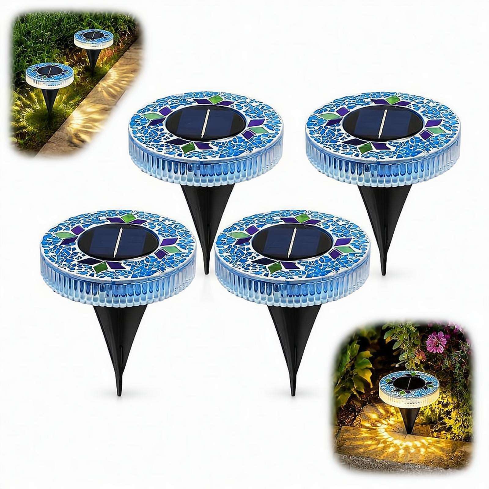 Disque lumineux solaire mosaïque en verre d'art déco pour une pelouse d'exception