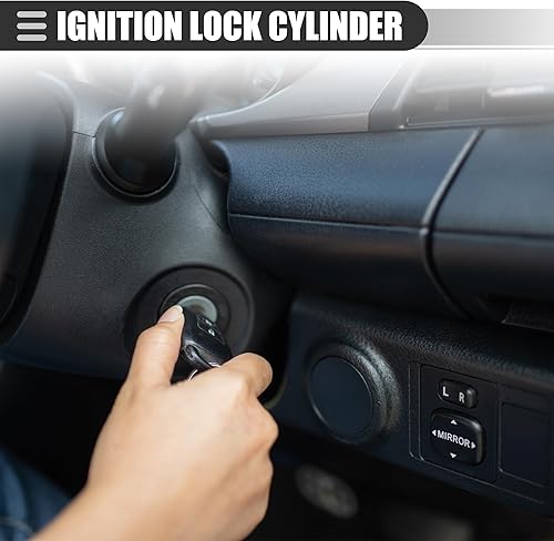 Miniatura 2 de Motoforti Cilindro de bloqueo del interruptor de encendido, para Chevrolet Silverado 1500 2500 1999-2004, metal, con 2 llaves, tono negro plateado,