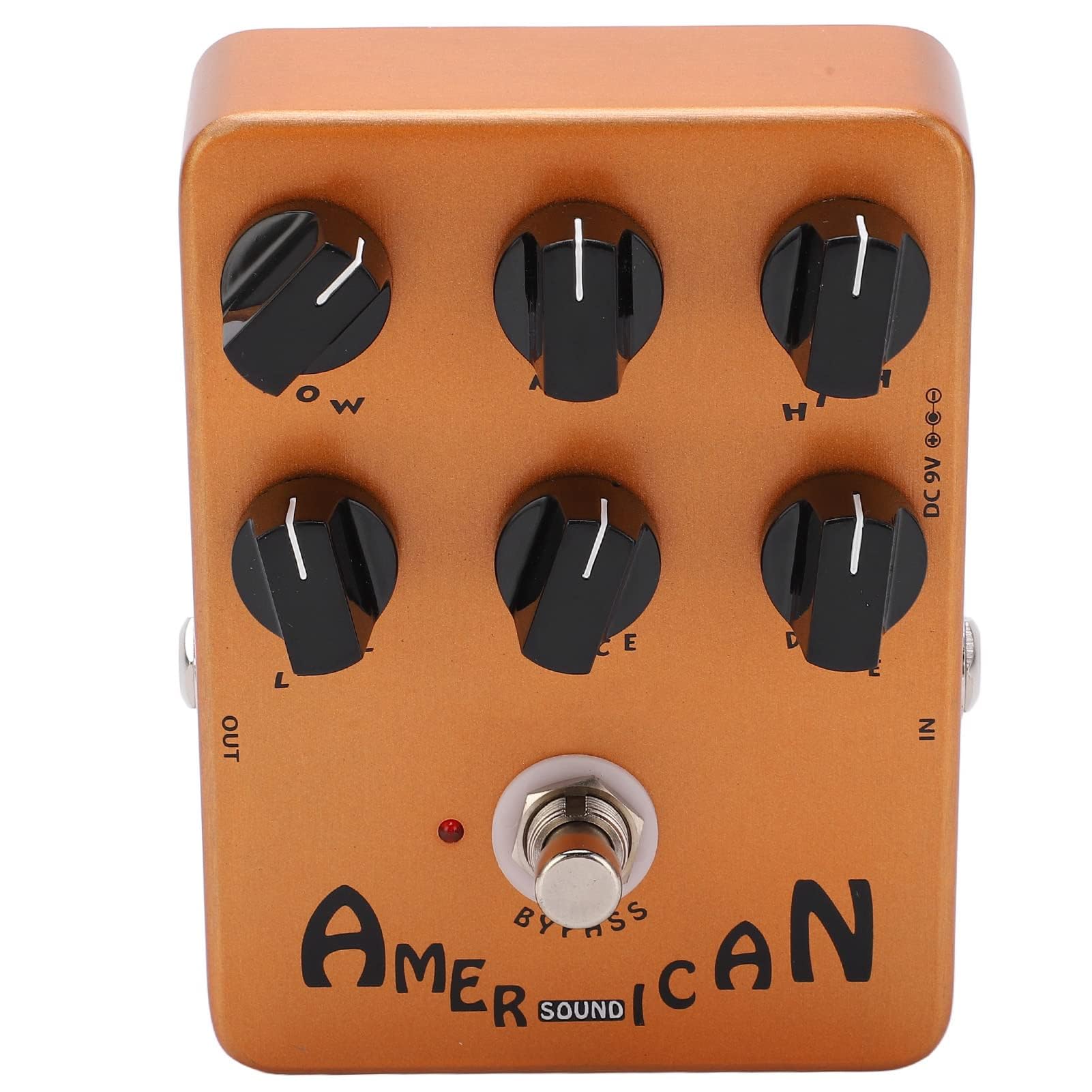 LiebeWH Pedal Simulador de Altavoz y Gabinete para Guitarra Eléctrica, Efectos de Amplificador con 6 Perillas Ajustables (Bajo, Medio, Alto, Nivel, Voz, Drive), Carcasa de Metal Dorada