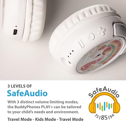 Miniatura 4 de BuddyPhones Play Plus Auriculares Bluetooth plegables con cable o inalámbrico para niños + micrófono, opciones de limitación de volumen SafeAudio,