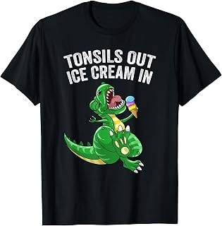 Get Well Gifts Kids Tonsils Dinosaur Tonsillectomy Surgery T-Shirt