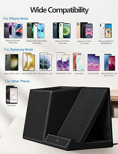 Miniatura 5 de Portalápices 2 en 1 con cargador inalámbrico, compatible con iPhone 1615141312118, soporte para lápices para escritorio, oficina en casa, regalo