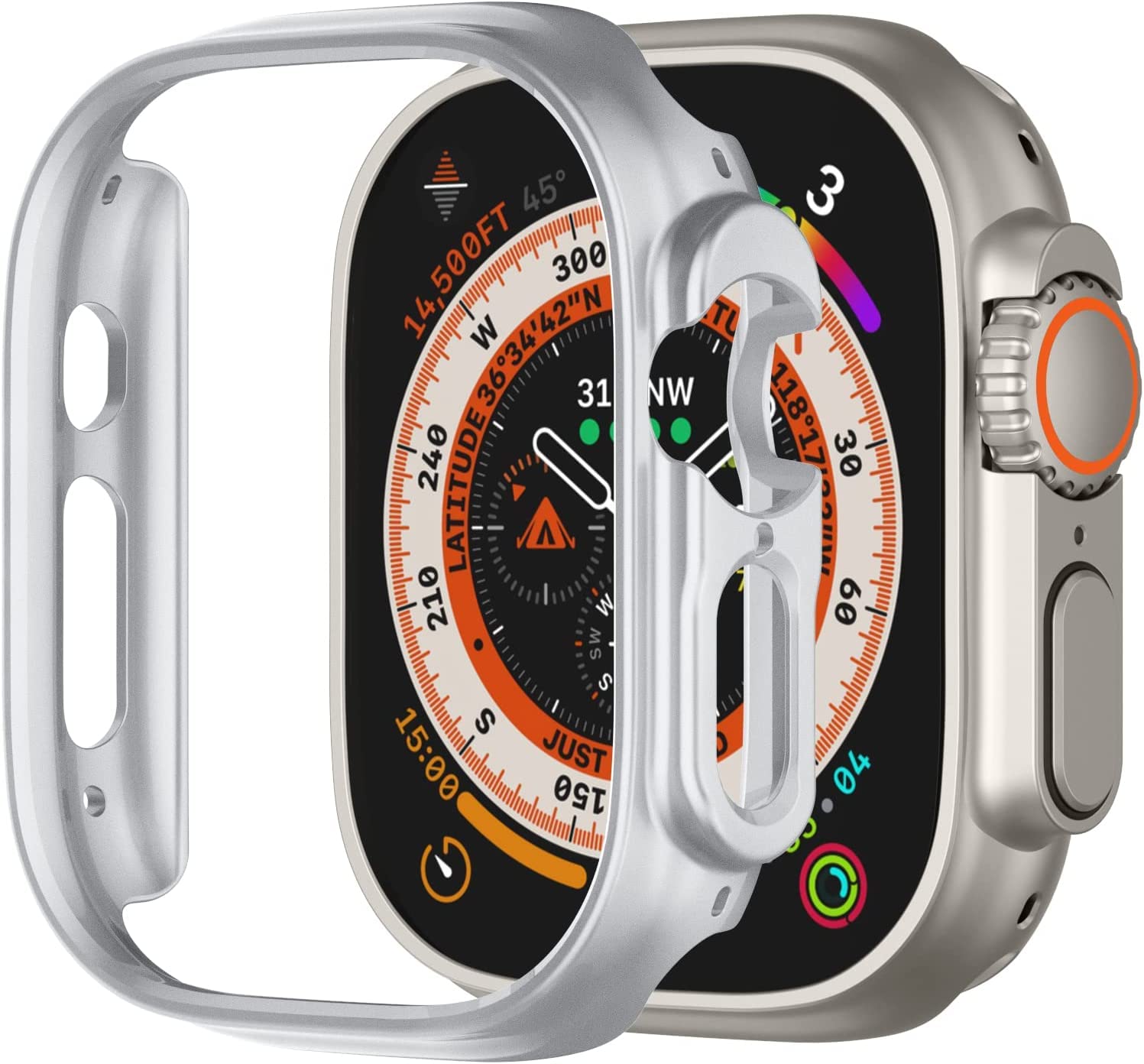 OBOE Bumper Case Compatible with Apple iWatch 8 Ultra 49mm Shockproof Thin Bumper Cover (Silver)