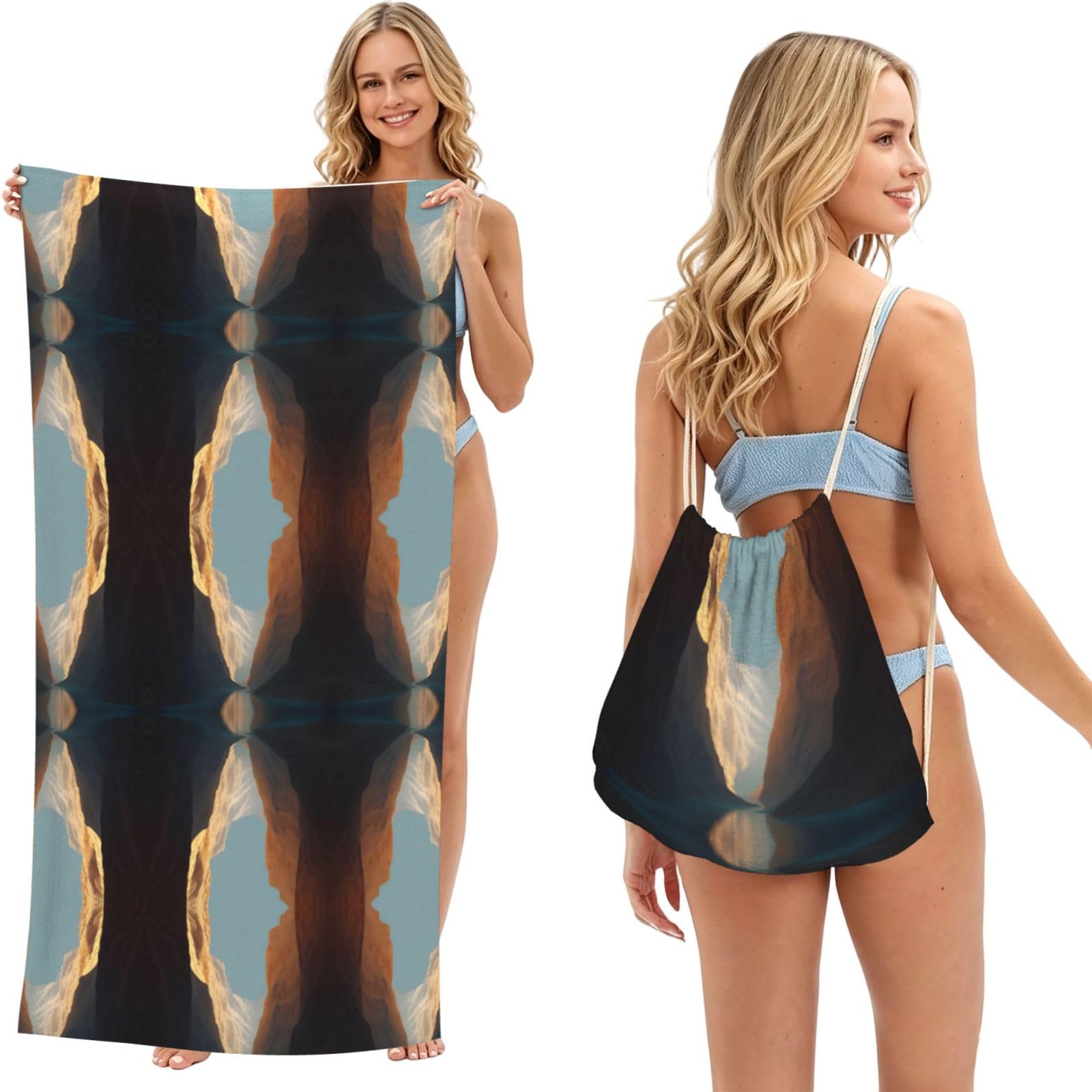 Serviette de plage sac à dos 2 en 1 Canyon grand format imprimé bateau