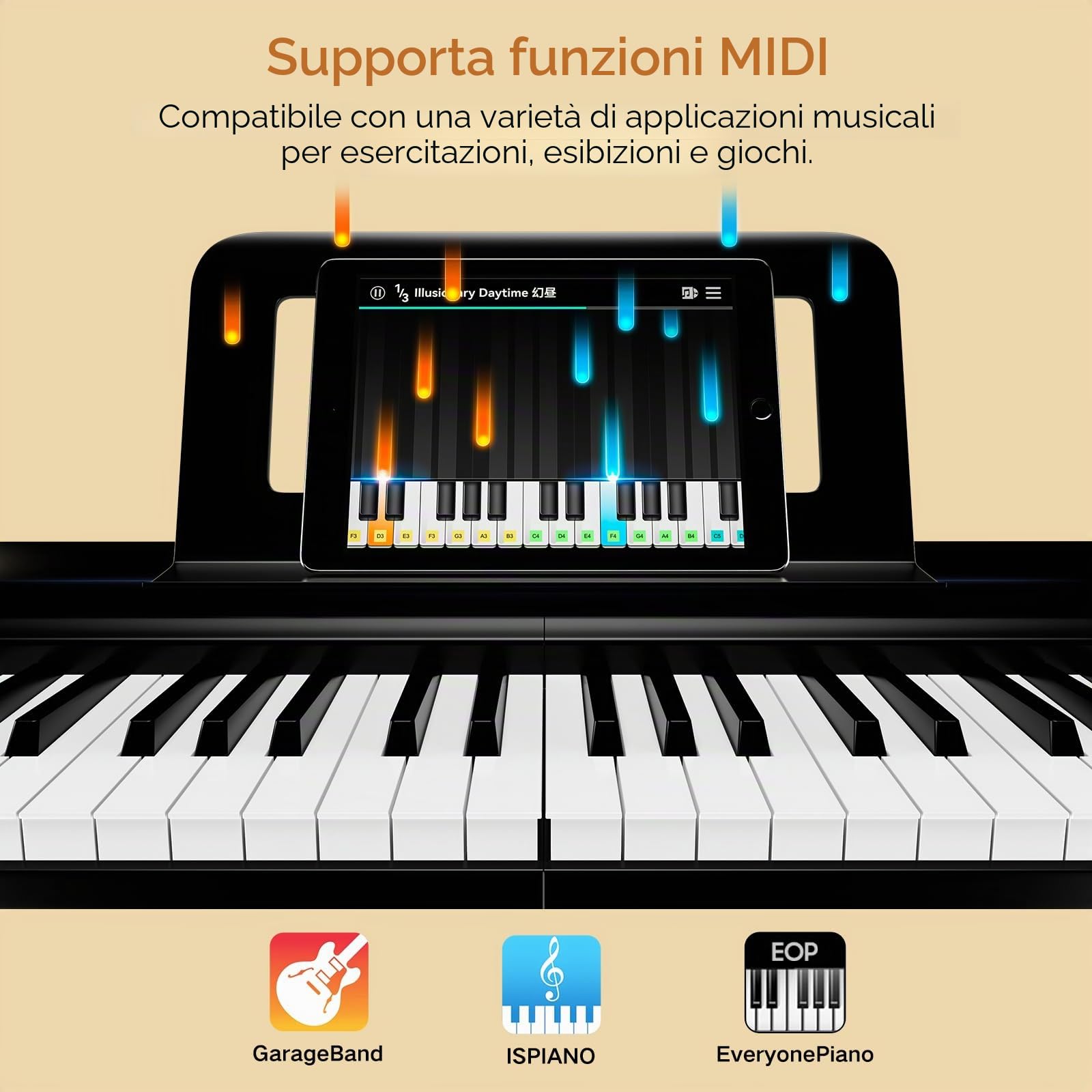 TERENCE Pianoforte Digitale 88 Tasti Rosa,Tastiera Pianoforte con Semi-Ponderato,con Registrazione e Supporto Bluetooth，con Pedale e Altoparlante a 4 Unità, Scelta Preferita per Principianti,nero