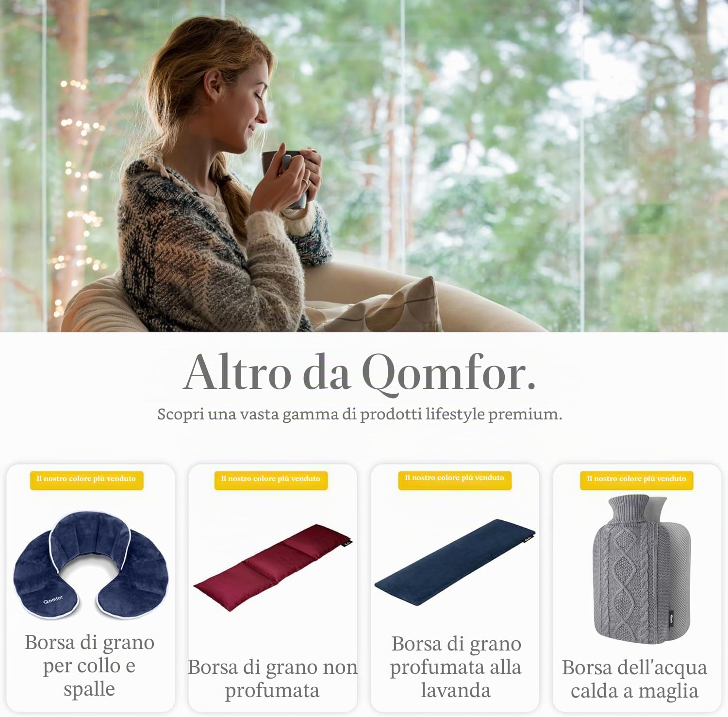 Qomfor - Cuscino termico in granuli per microonde - Malva - Termoforo per microonde con design a 3 camere/Cuscino riscaldante - Impacco termico per collo e spalle