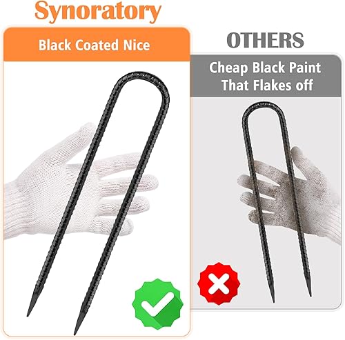 Miniatura 10 de Trampolines - Estacas de viento resistentes tipo U con extremos afilados de 12 pulgadas, anclaje de suelo de seguridad de acero galvanizado para