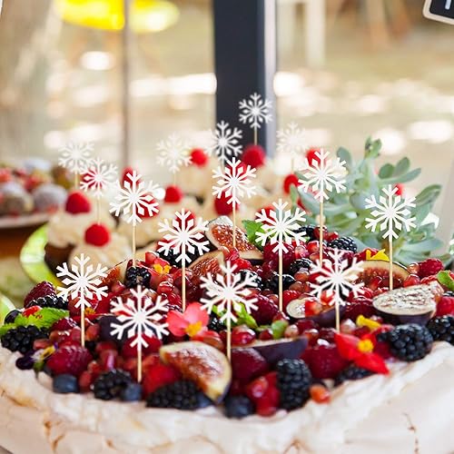 Miniatura 4 de Frienda Paquete de 30 adornos de copos de nieve para cupcakes, decoraciones de copos de nieve para niños, fiesta de cumpleaños, fiesta temática de