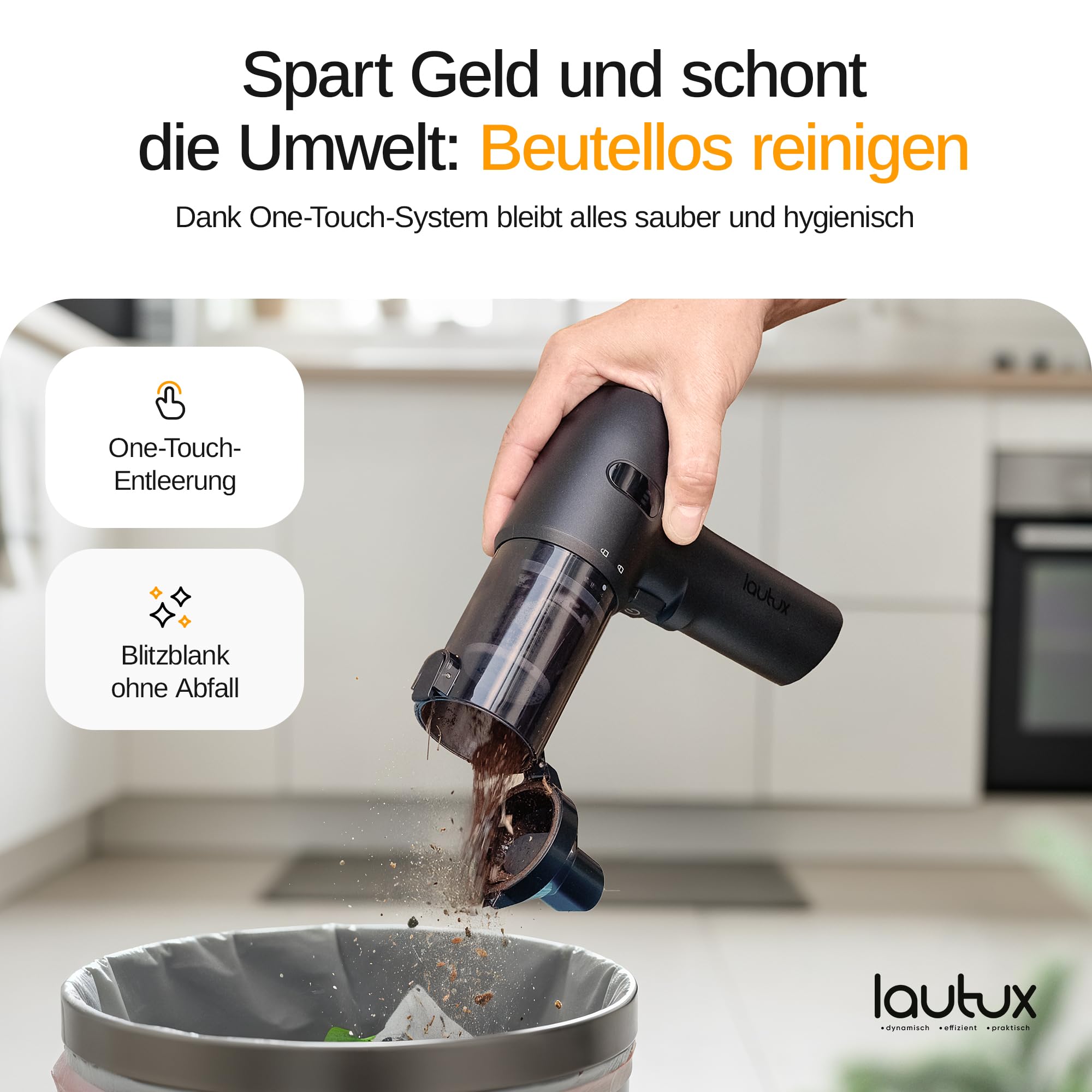 Turbotastic Pro 2 Handstaubsauger – 120W, 18.000Pa, bis 60 Min Laufzeit, HEPA-Filter, LED-Display, 4-in-1 Düsen (Auto, Tierhaare, Polster, Aufpumpen, Vakuumieren) (Nachtschwarz, Starter Set)