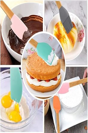 Valletta Indigo 5-Piece Colored Bamboo Silicone Spatula Set Long 26cm