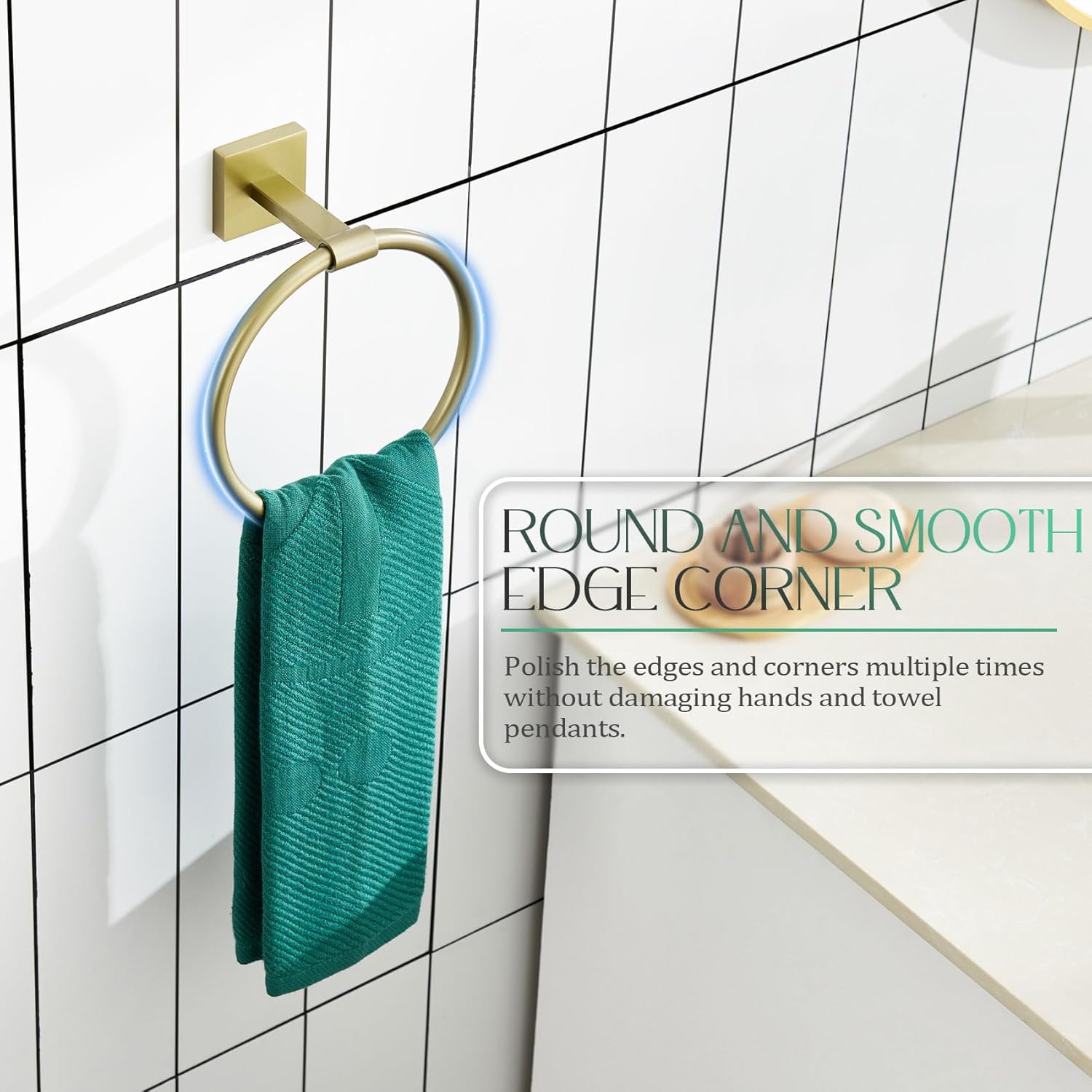 Brushed Gold Stainless Steel Wall Mounted Towel Ring Set