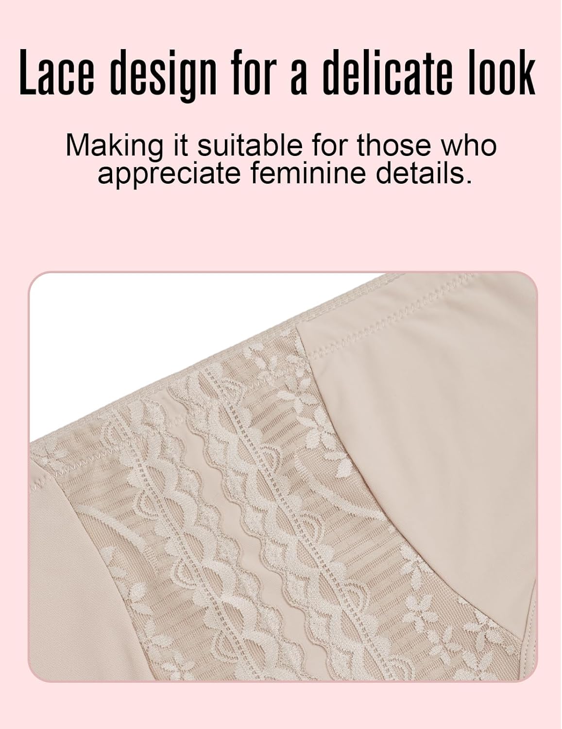 4Pack Women's High Waisted Underwear Moderate Tummy Control Shapewear Panties Stretch Lace Briefs for Women - Image 4