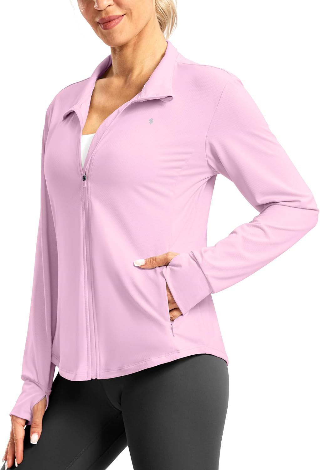 Soothfeel Women's UPF 50+ Lightweight Athletic Jackets Sun Protection Zip Up Long Sleeve Shirts Hiking Workout Outdoor Pocket