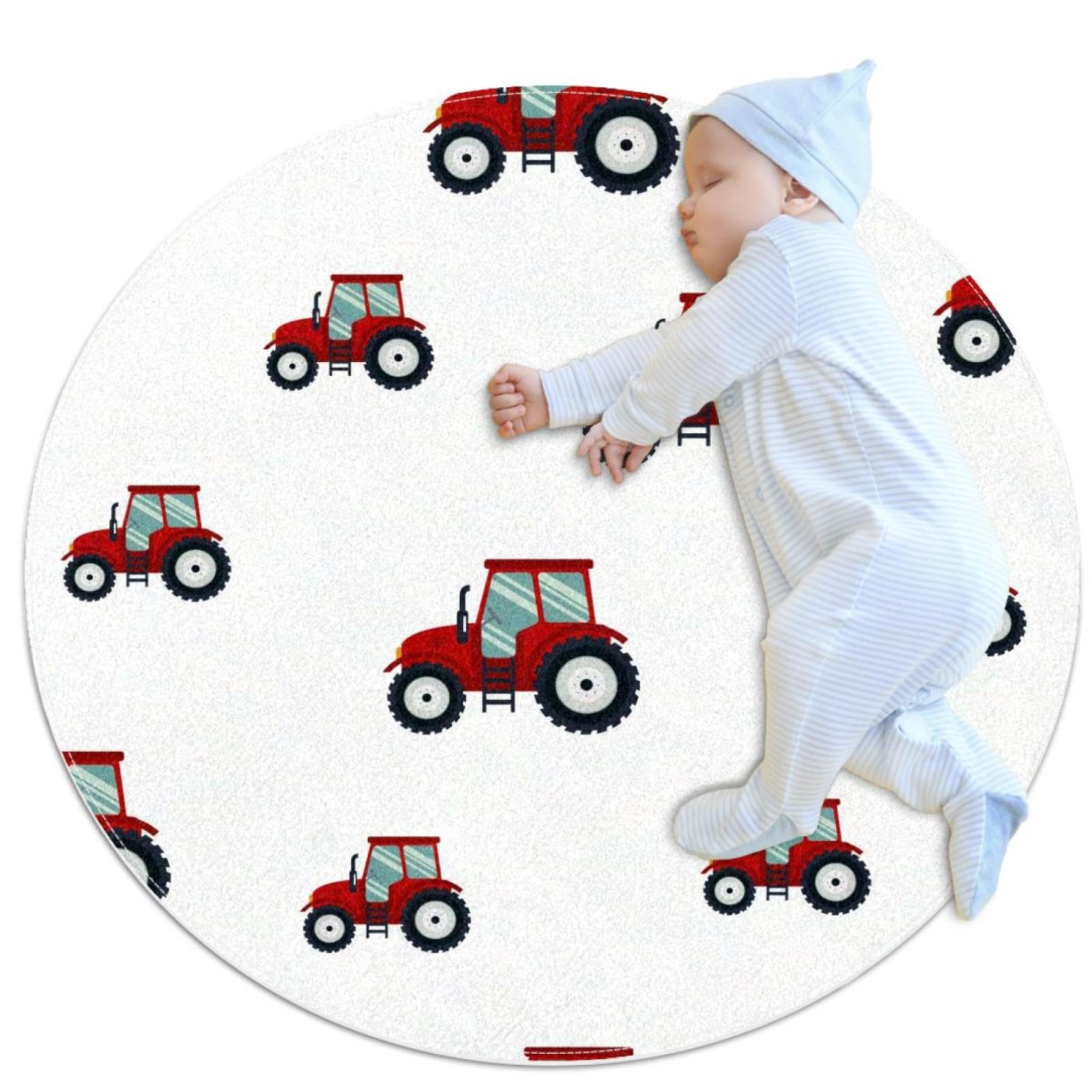 Tapis de salle de bain tracteur rouge anti-glisse pour sol chambre bébé