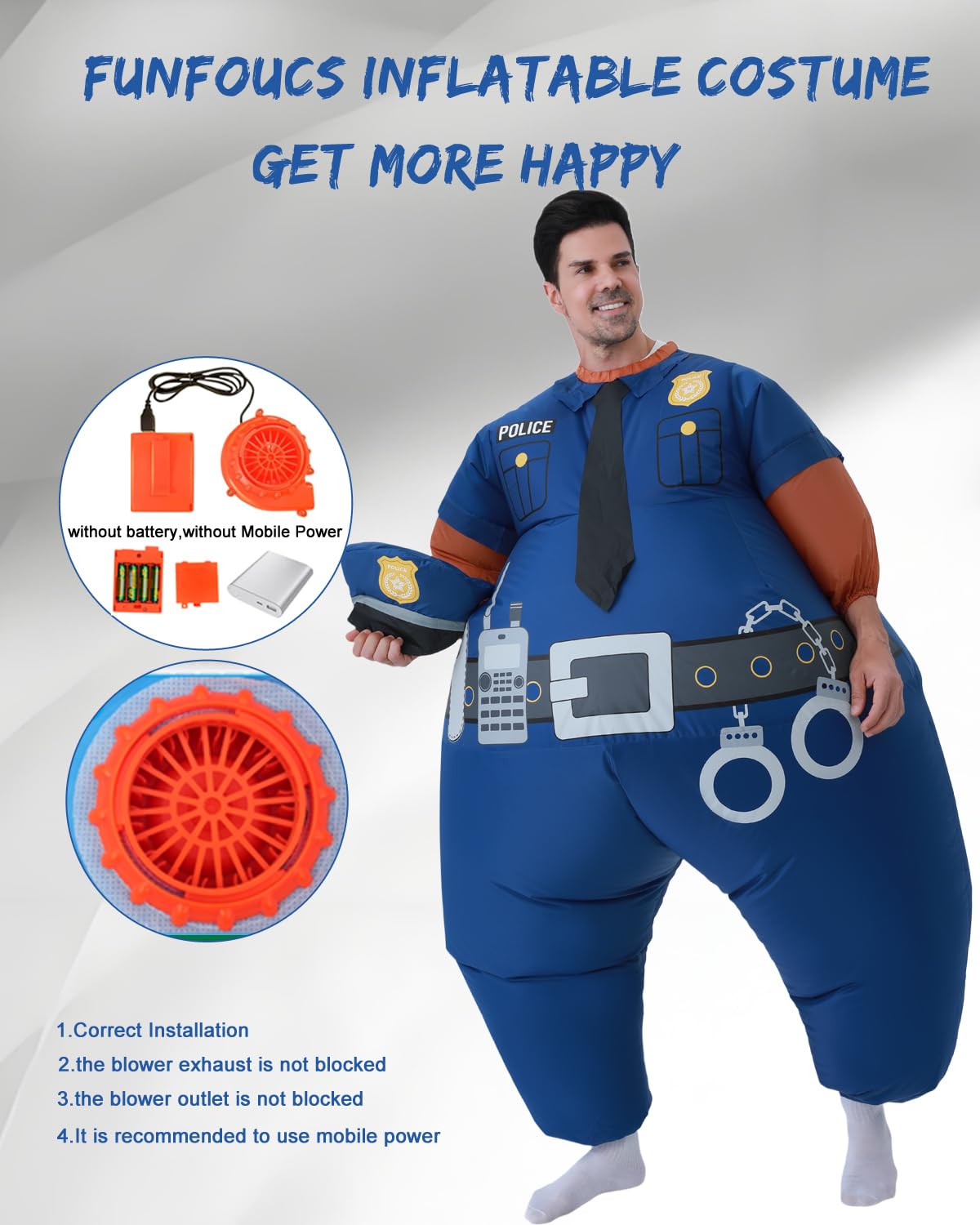 FUNFOCUS Inflatable police Costume - Image 3