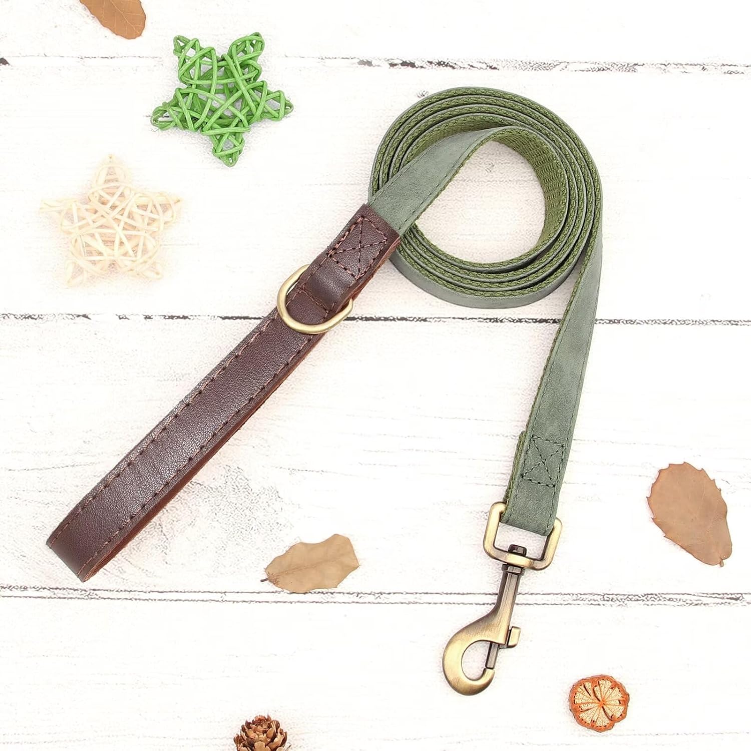 Didog Classic Quick Released PU Leather Dog Collar and Dog Leash Set 4.5FT for Large Dogs