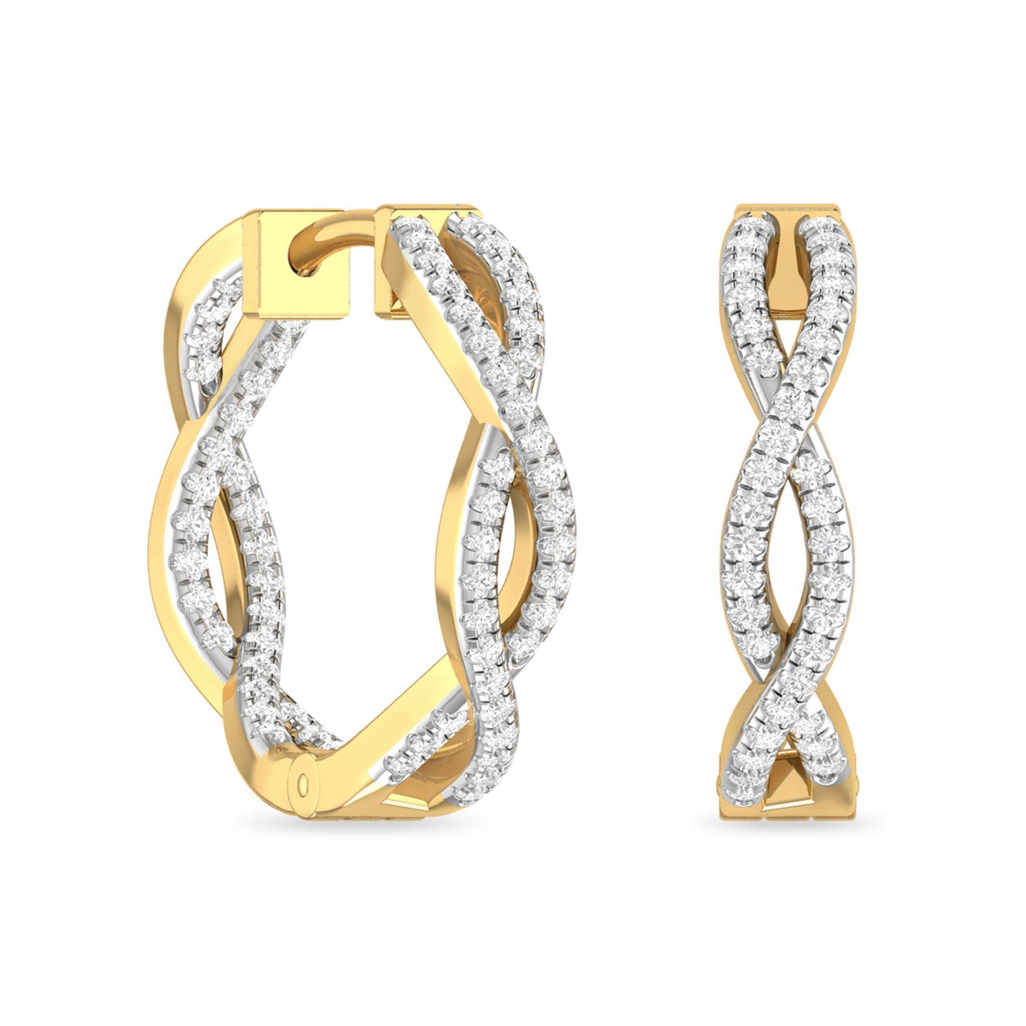 Yellow Gold and Diamond Stud Earrings for Women-image-47