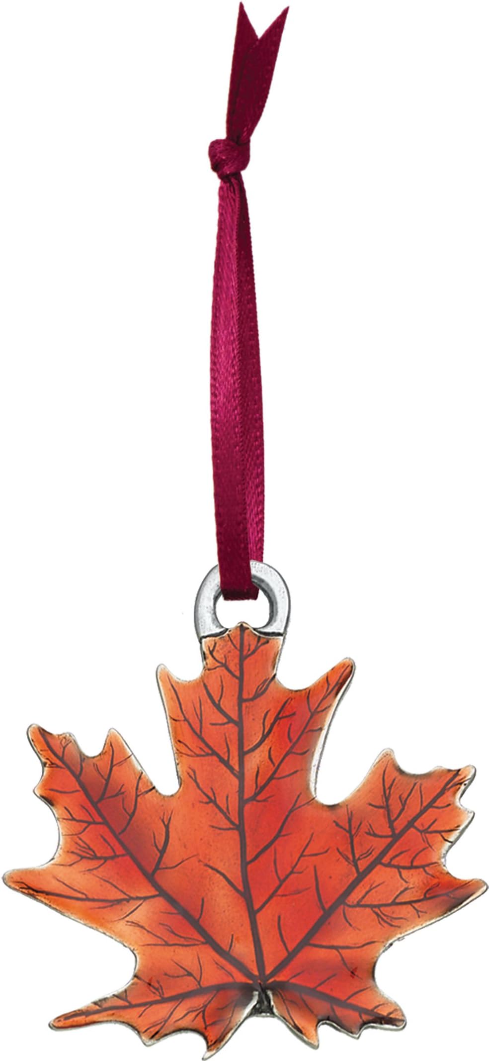 DANFORTH - Maple Leaf Pewter Ornament (Autumn) - Handcrafted - 1 3/4 Inch - Satin Ribbon