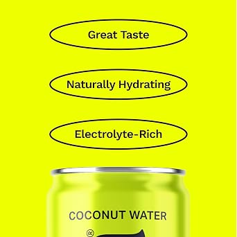CoAqua Organic Coconut Water, 6 Pack, Natural Electrolytes for Hydration, Naturally Sweet Electrolyte Drink Potassium, Pure Coconut Water Not from Concentrate, Fat Free, Low Sugar, 8.4 Fl Oz Cans