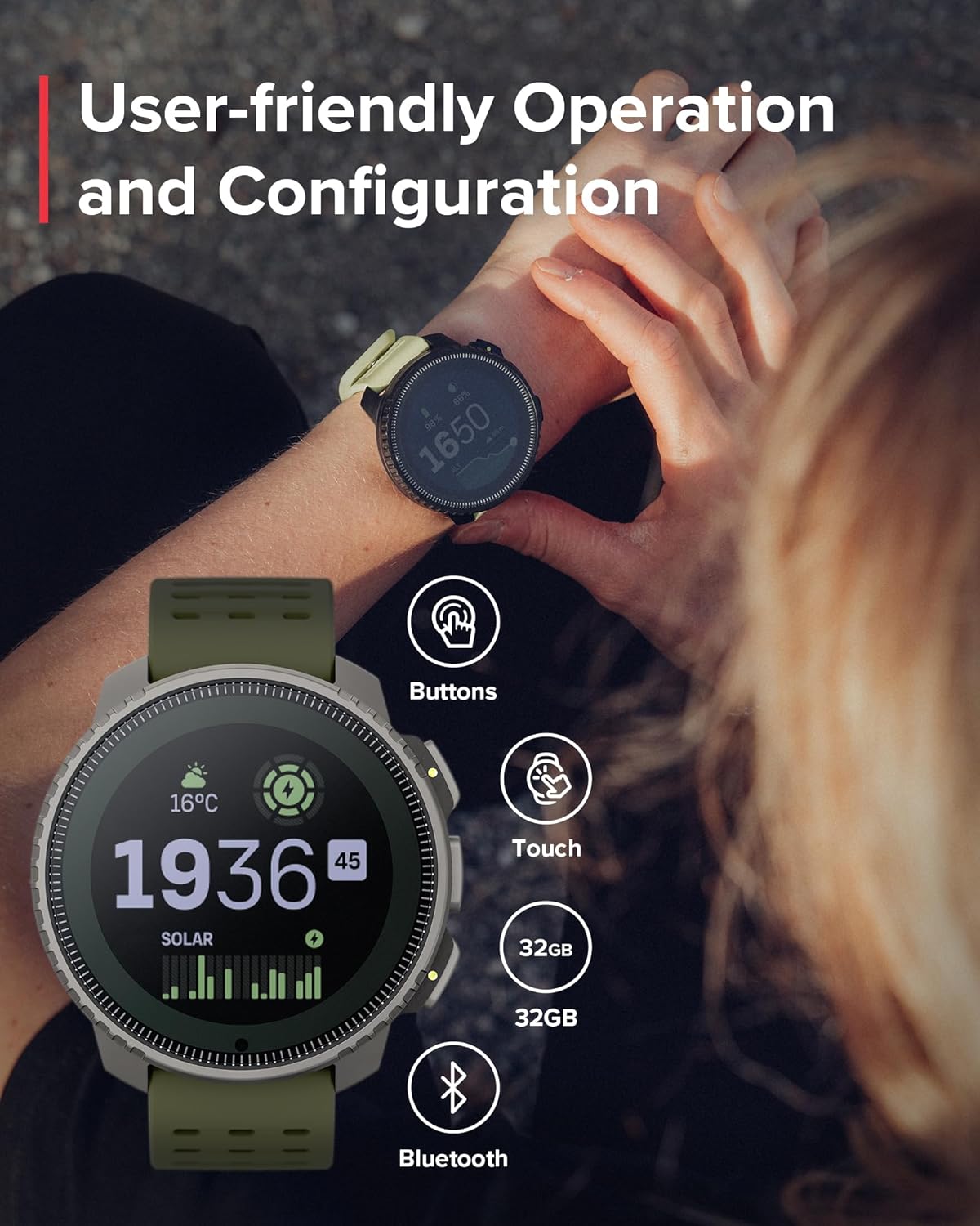 SUUNTO Vertical Titanium Solar Forest Wing Open-Ear Bone Conduction Headphone Red