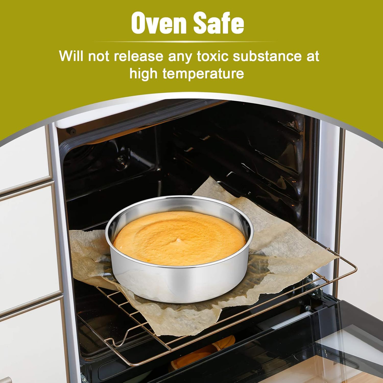 P&P CHEF 8 Inch Cake Pans Set, Round Baking Pan Stainless Steel Layer Birthday Wedding Cake Oven Pans, Non Toxic & Heavy Duty, Deep Side & Mirror Finish, Dishwasher Safe, (2Pcs) - Image 6