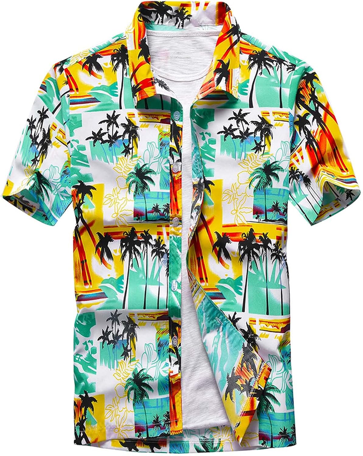 Mens Shirt Male Casual Colorful Printed Beach Shirts Short
